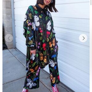 Floral Butterfly Print Women's Jumpsuit